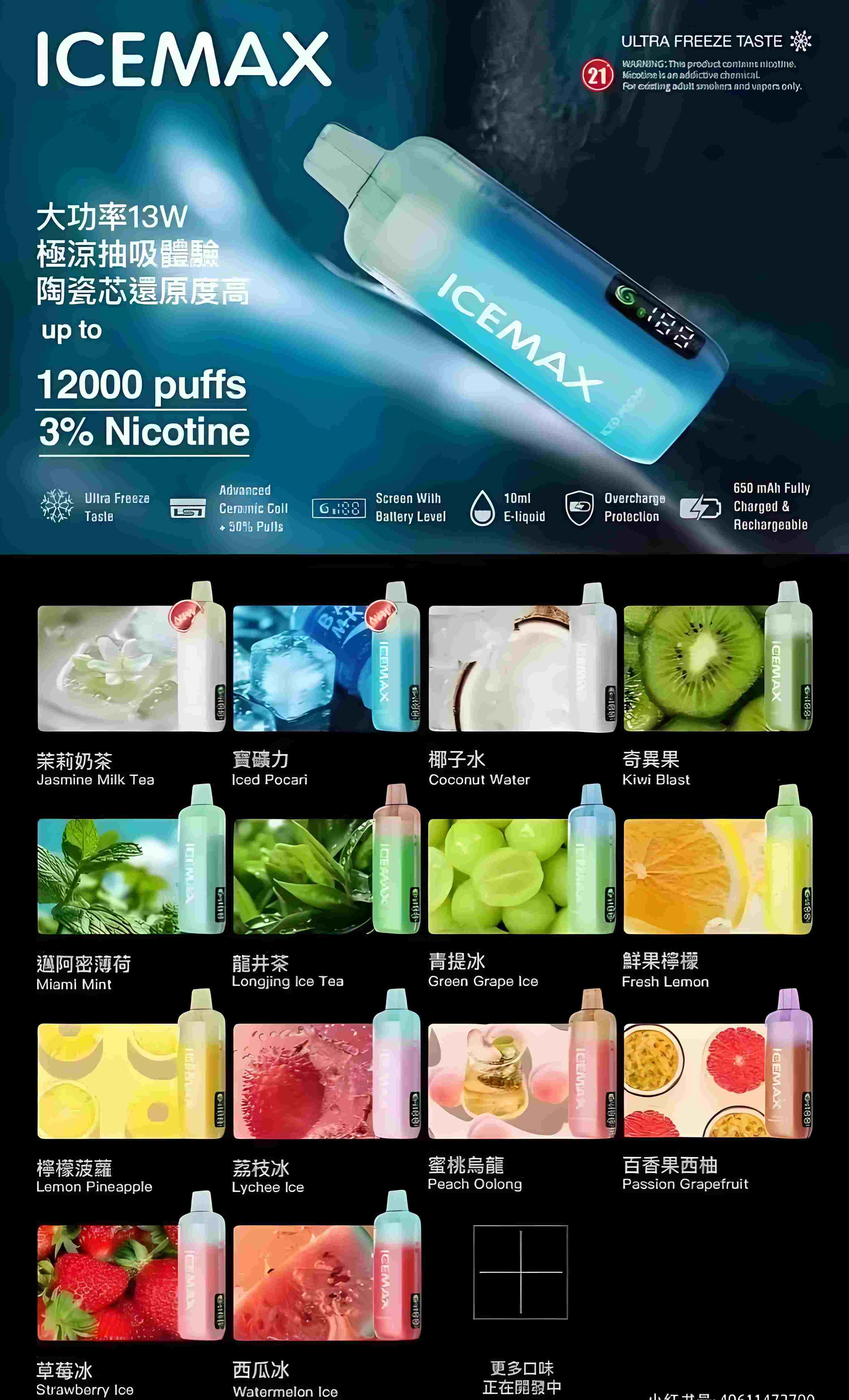 ICE MAX冰爆电子烟全面评测:12款口味的冰爽体验与选购指南